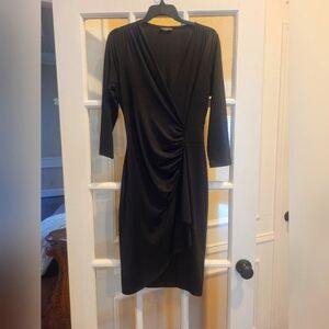 Venus black v-neck 3/4 sleeve dress